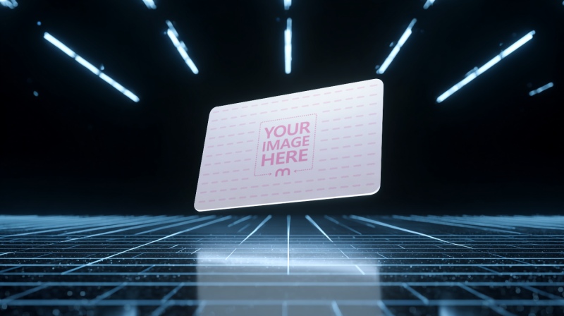 Floating Business Card Mockup on Dark Sifi Background preview image