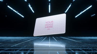 Floating Business Card Mockup on Dark Sifi Background