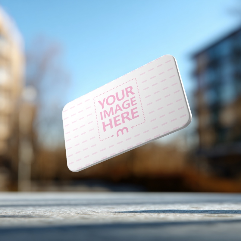 Outdoor Business Card Mockup on Street Scene preview image