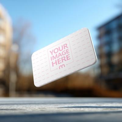 Outdoor Business Card Mockup on Street Scene