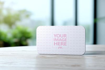 Business Card Mockup on Wooden Desk for Professional Designs