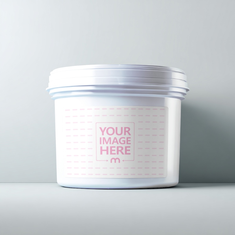 Paint Bucket Label Mockup on Soft Blue Background preview image