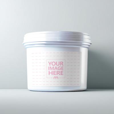 Paint Bucket Label Mockup on Soft Blue Background
