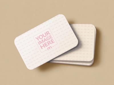 Rounded Corner Business Card Mockup on Light Brown Background