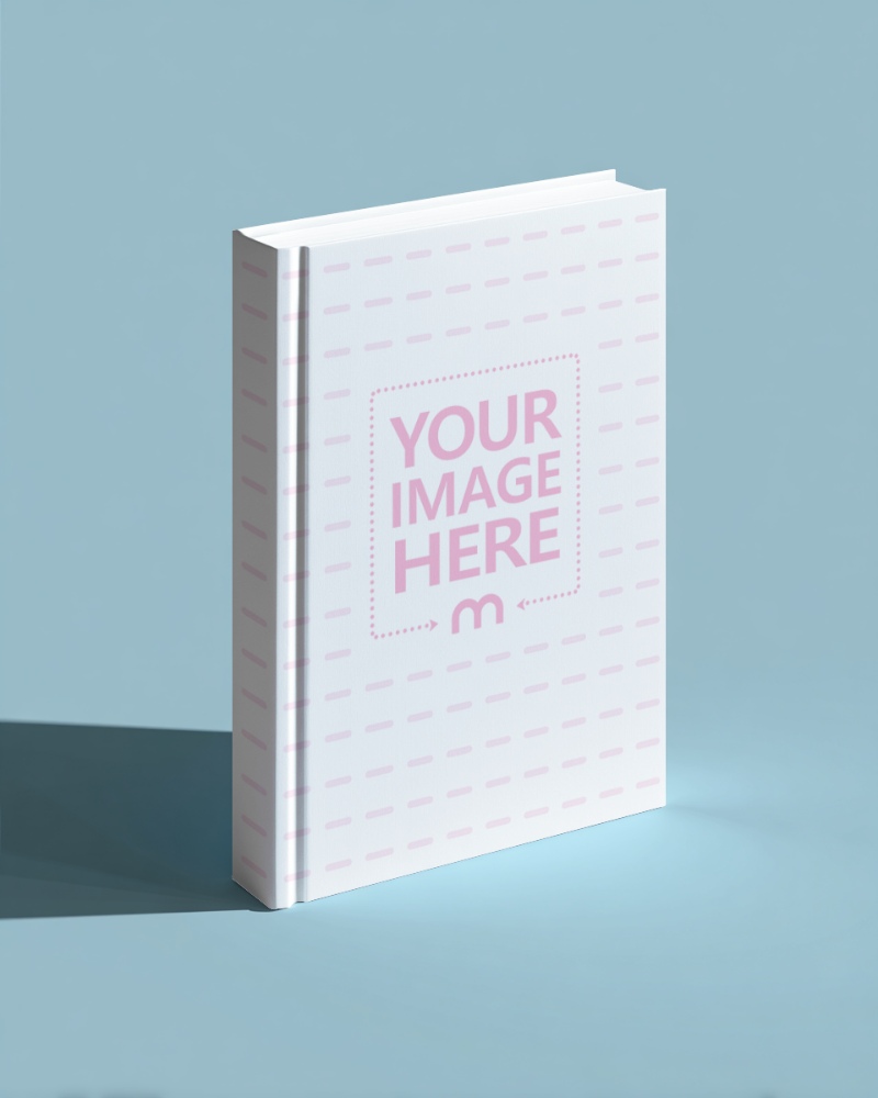 Book Cover and Spine Mockup on Light Blue Background preview image