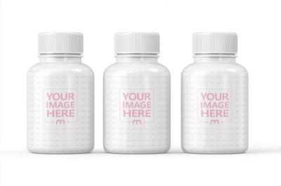 Trio Pill Bottle Mockup on White Background for Supplement Products