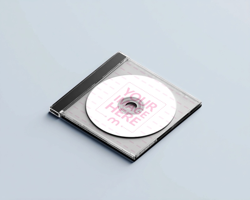 Transparent CD Case Mockup with Disk for Music Albums preview image