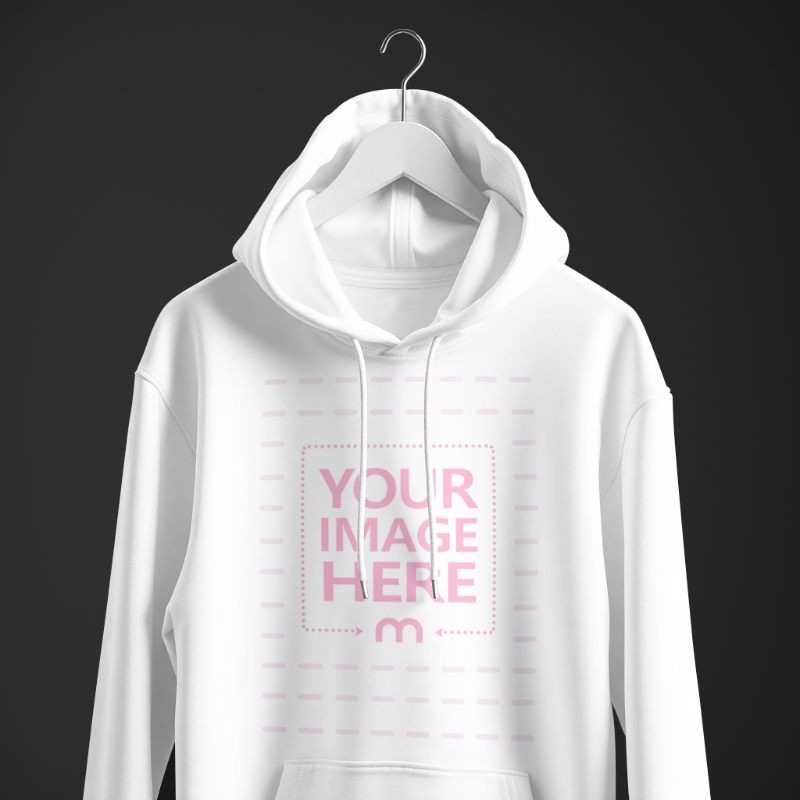 Hanging Hoodie Mockup on Black Background for Streetwear preview image