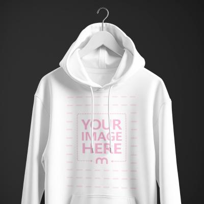 Hanging Hoodie Mockup on Black Background for Streetwear