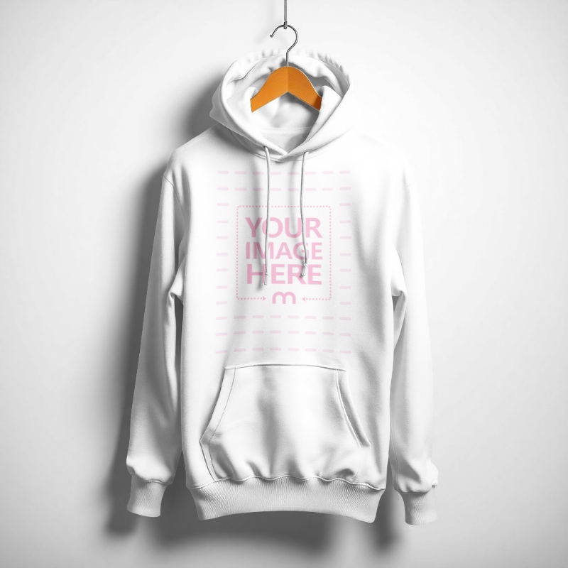 Hoodie Mockup Hanging on Silver Rope for Apparel Branding preview image