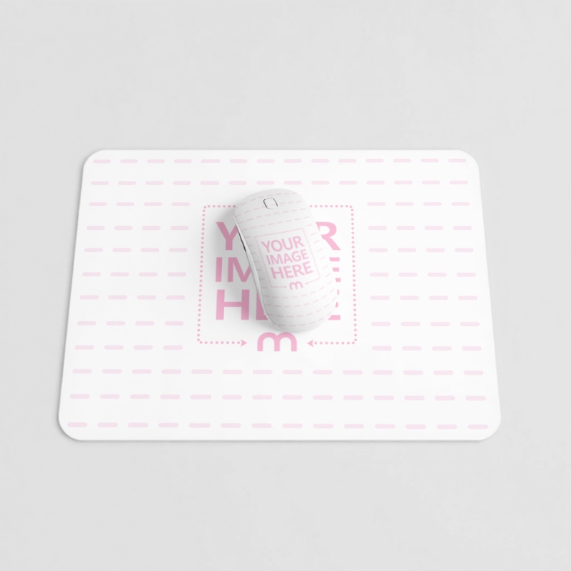 Mouse and Pad Mockup on White Background for Office Desk Setup preview image