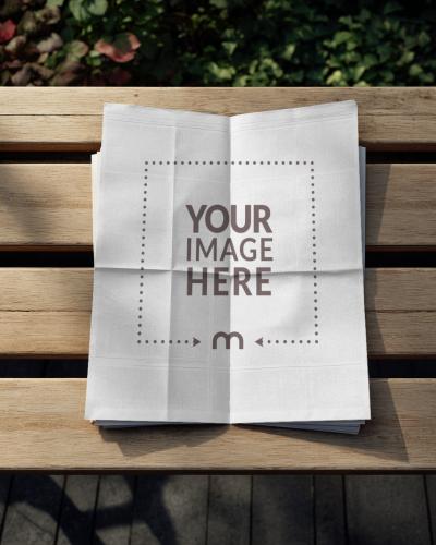 A4 Pages Mockup on Outdoor Garden Bench