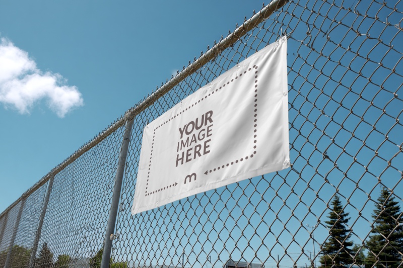 Banner Mockup on Fence in Daylight for Sports Events preview image