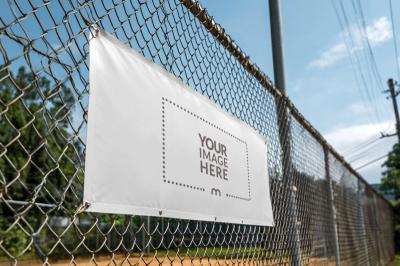 Banner Mockup on Outdoor Fence for Advertisement