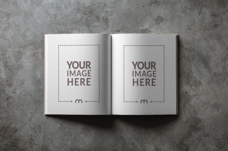 Open Book Pages Mockup on Concrete Floor preview image