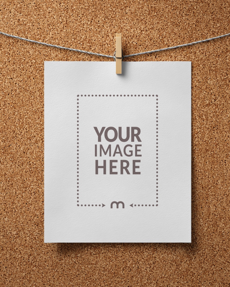 Paper Mockup on Bulletin Board for Office Announcement preview image