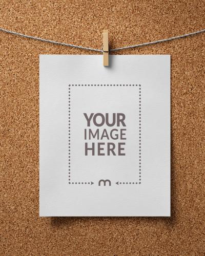 Paper Mockup on Bulletin Board for Office Announcement