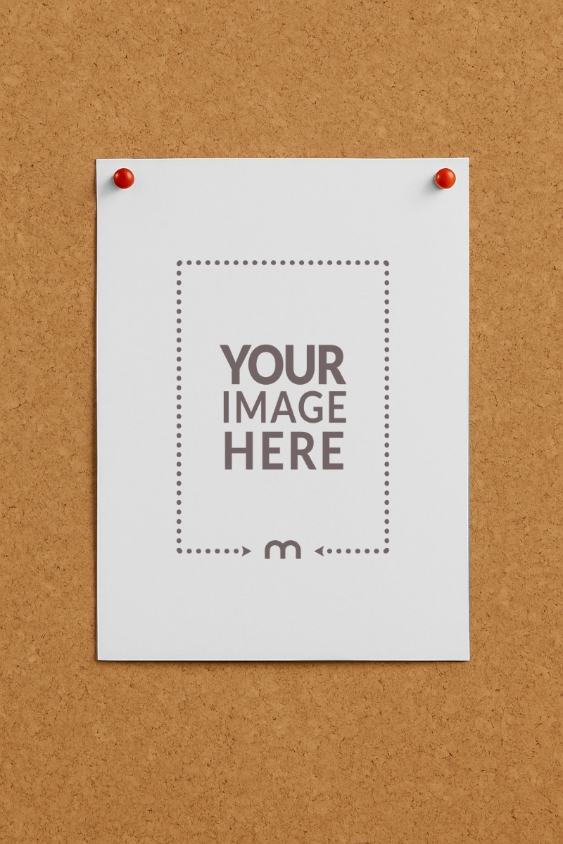 Paper Mockup on Cork Bulletin Board for School Announcement preview image
