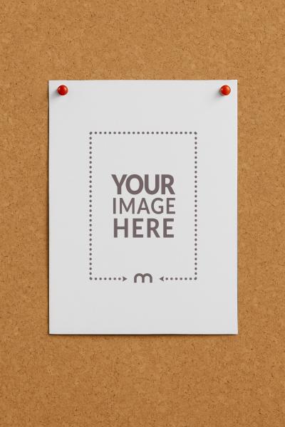 Paper Mockup on Cork Bulletin Board for School Announcement