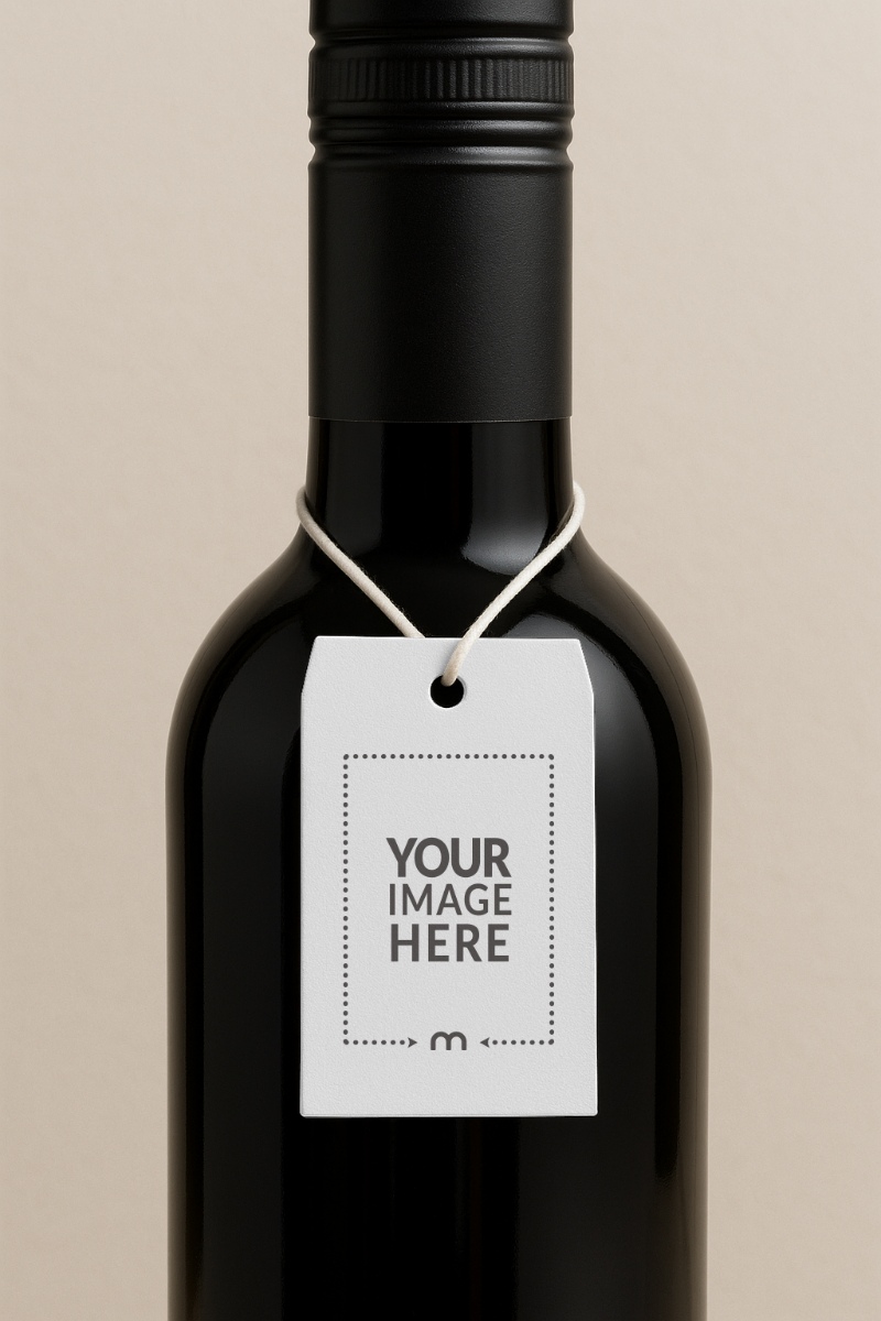 Tag Mockup on Wine Bottle for Premium Vineyard Branding preview image