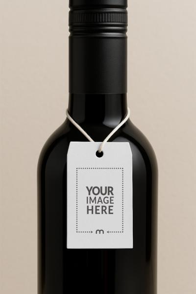 Tag Mockup on Wine Bottle for Premium Vineyard Branding