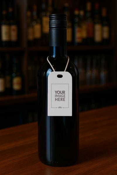 Wine Bottle Tag Mockup in Winery Setting for Luxury Wines