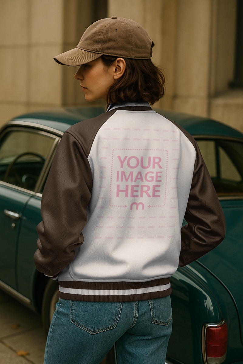 Back View Jacket Mockup for Retro Streetwear Branding preview image