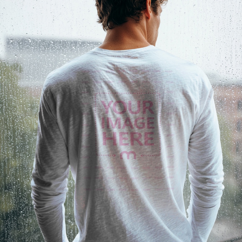 Back View Shirt Mockup for Rainy Day Themed Fashion preview image