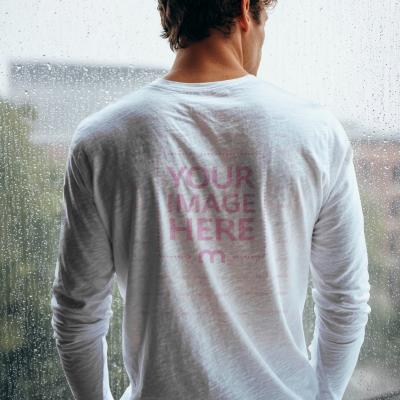 Back View Shirt Mockup for Rainy Day Themed Fashion