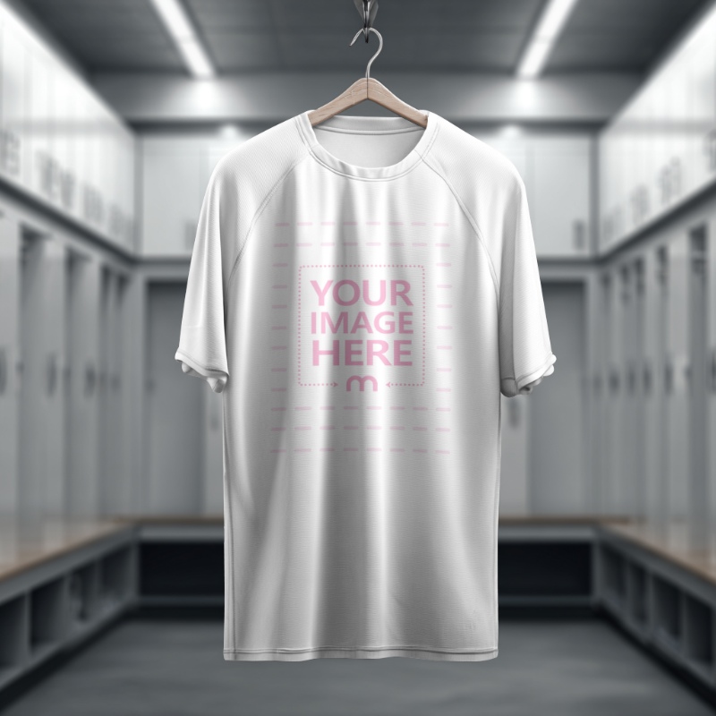 Shirt Mockup in Locker Room for Sports Apparel Display preview image