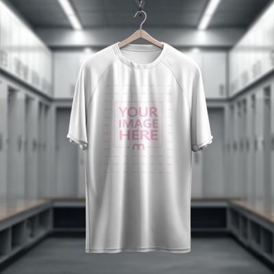 Shirt Mockup in Locker Room for Sports Apparel Display