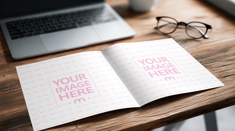 Greetings card Mockup on Desk with Laptop preview image