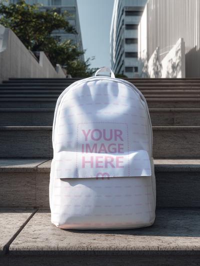 Outdoor Bag Mockup on Stairs for Urban Travelling Brands