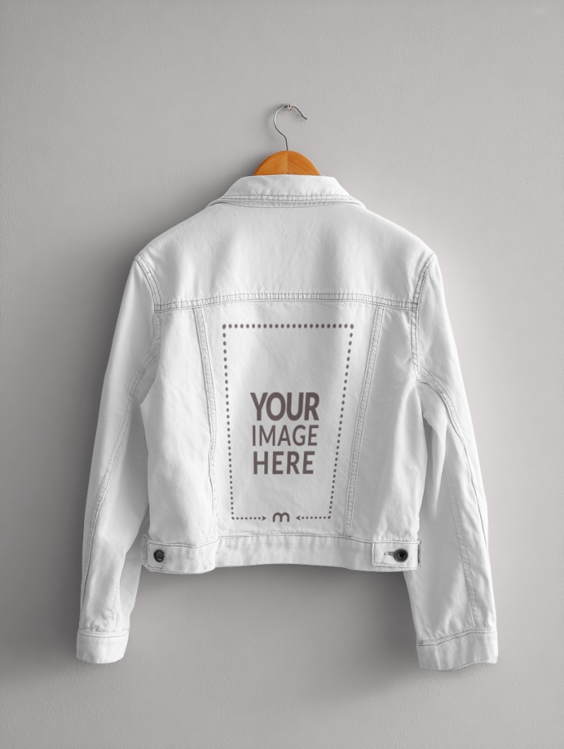 Back View Jacket Mockup on Wall for Winter Apparel Design preview image
