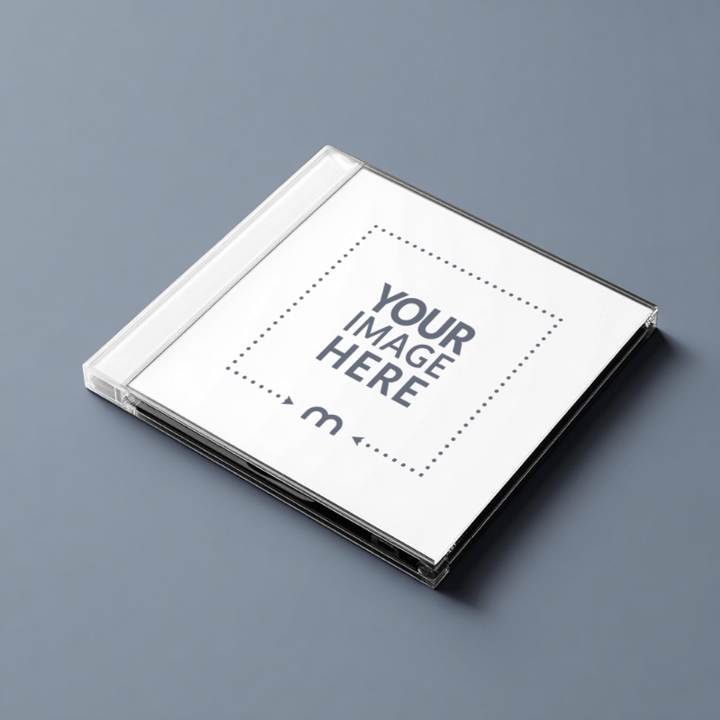 CD Case Cover Mockup Angled View for Music Album Design preview image