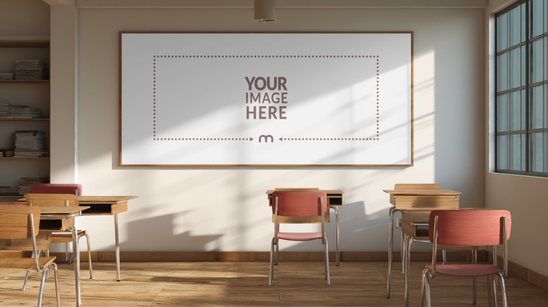 Chalkboard Mockup in Classroom Setting for School Branding preview image