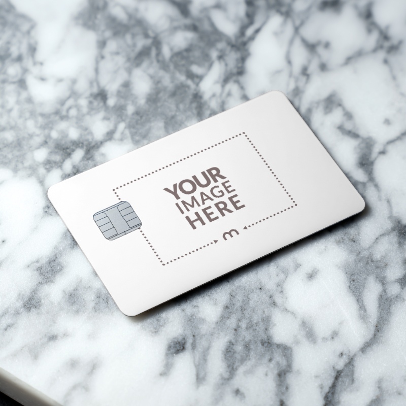 Credit Card Mockup on Marble Floor for Bank Promotions preview image