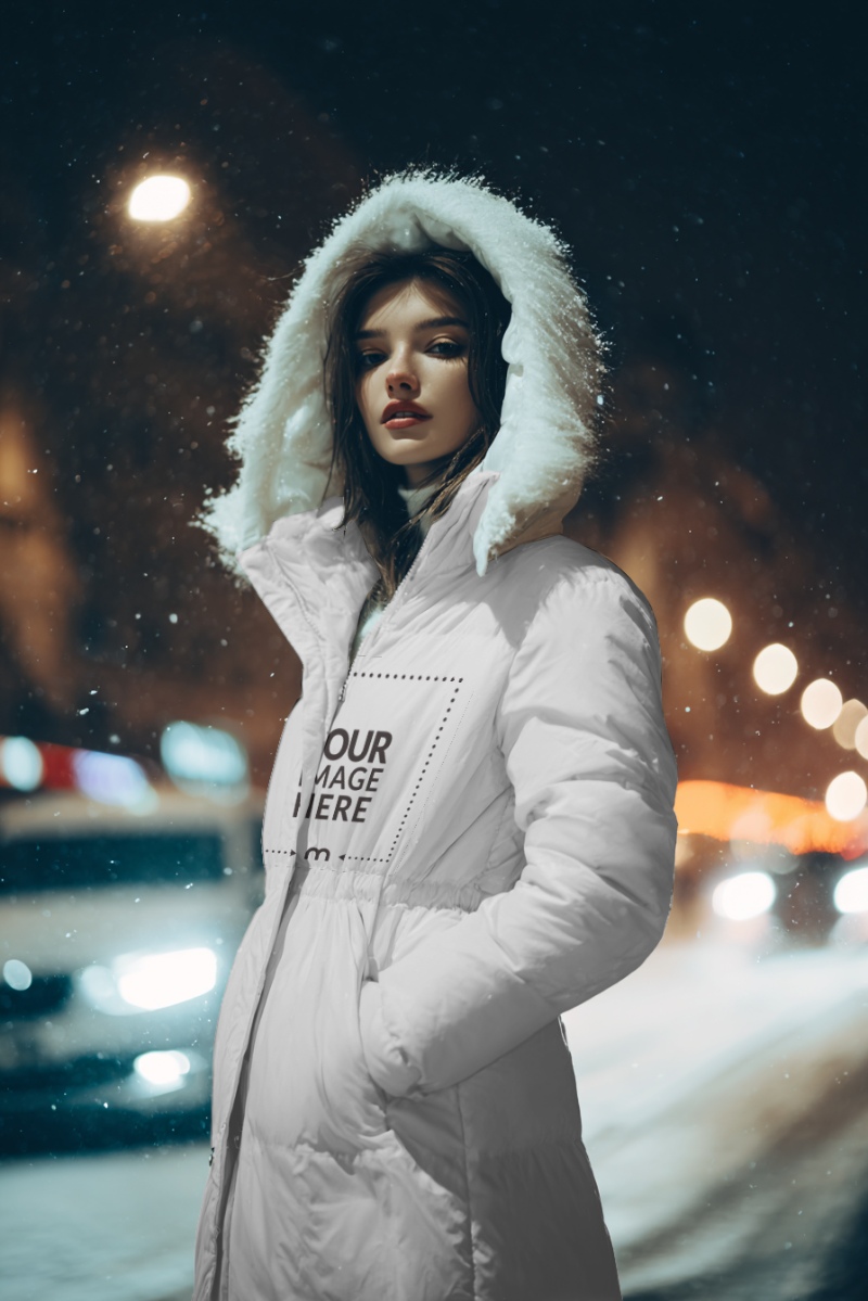 Women’s Parka Jacket Mockup in Outdoor Setting preview image