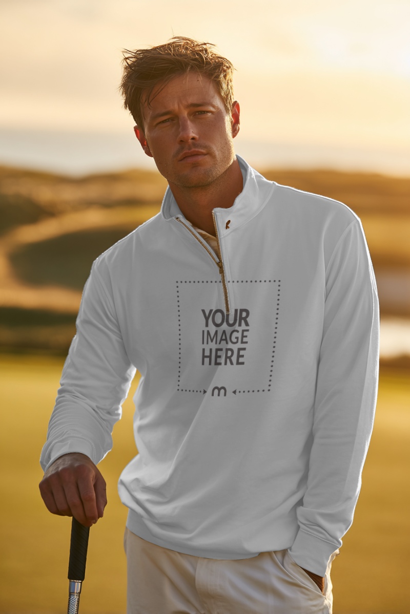Golf T-Shirt Mockup on Male Model for Sportswear Branding preview image