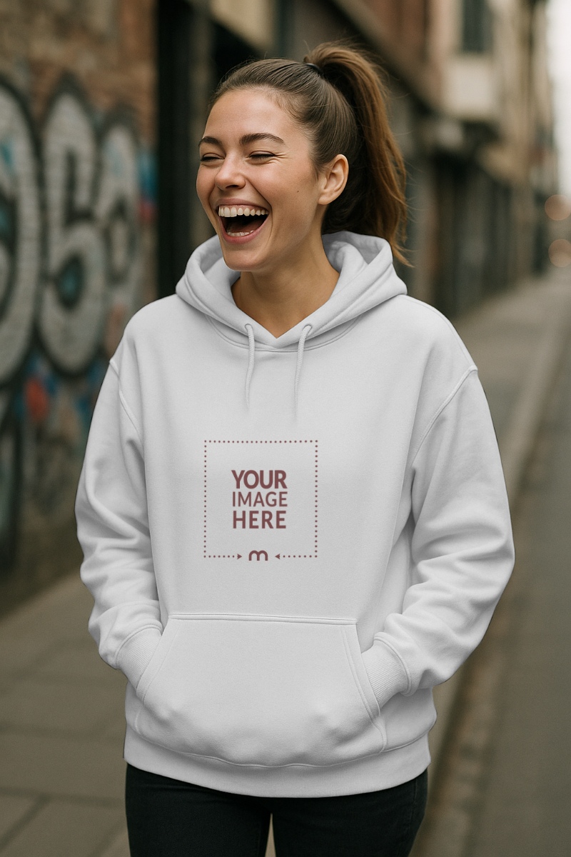Hoodie Mockup on Woman for Streetwear Fashions preview image