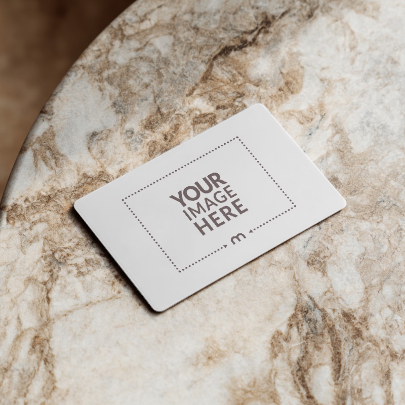 Rounded Corner Business Card Mockup on Marble Surface preview image