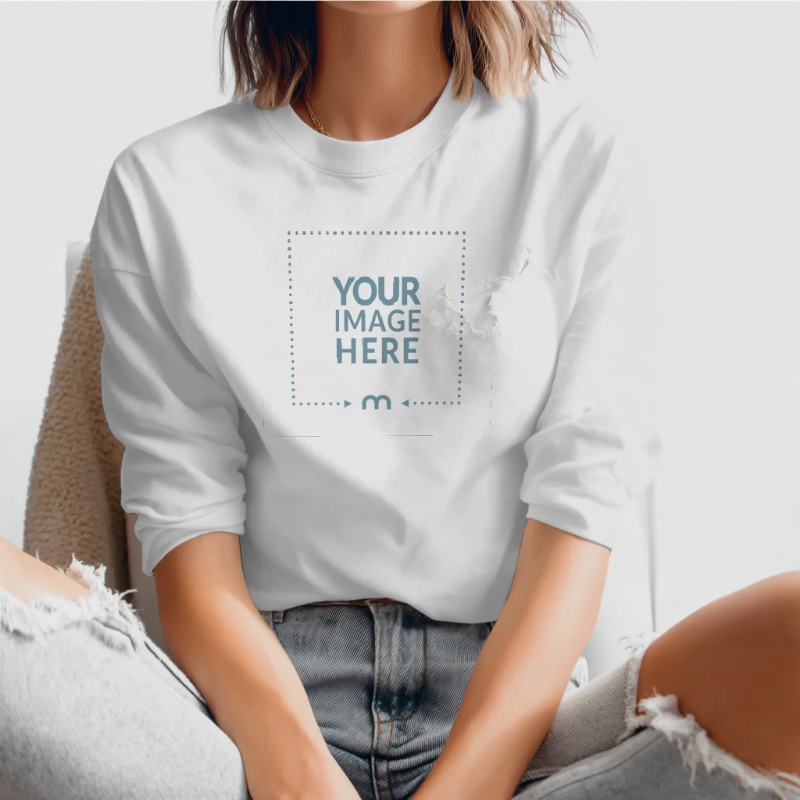 Sweatshirt Mockup on Female Model for Lifestyle Apparel preview image