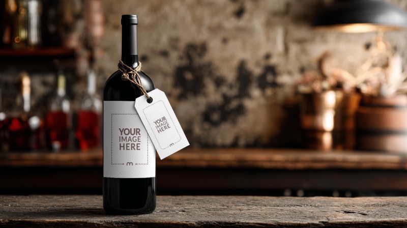 Tag and Label Mockup for Luxury Wine Bottle Branding preview image