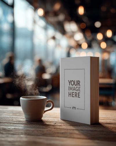 Book Cover Mockup on Café Table for Contemporary Fictions