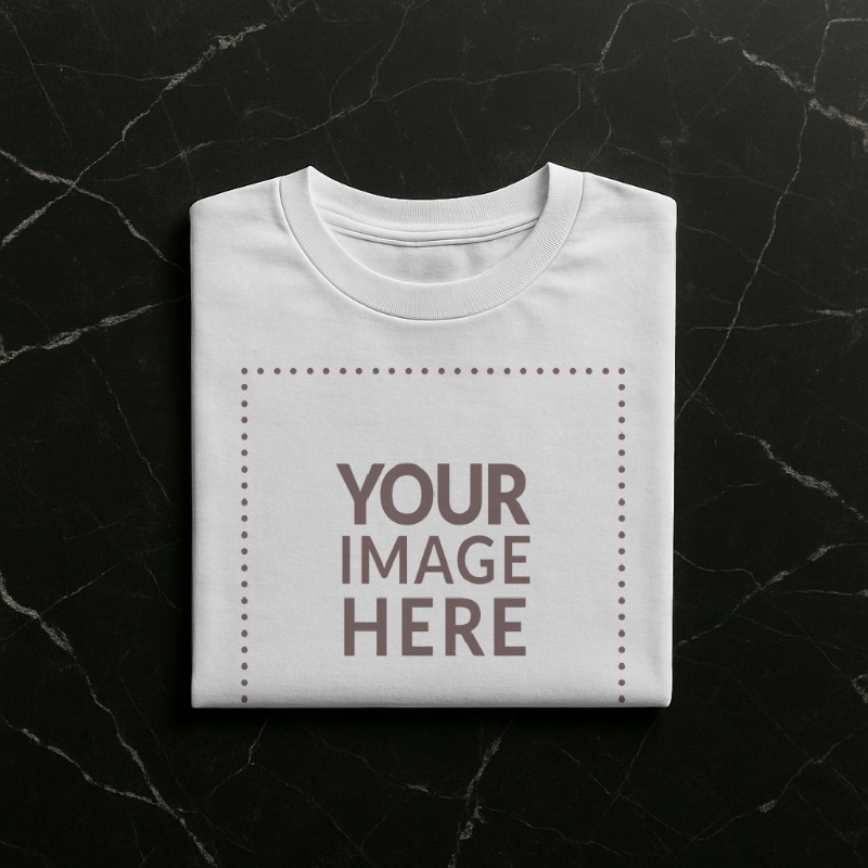 Folded T-Shirt Mockup on Dark Surface Top View preview image