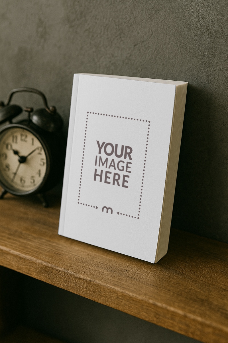 Paperback Book Cover Mockup Against Wall for Mystery Novels preview image