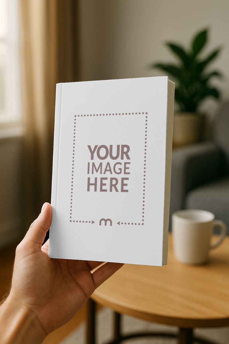 Paperback Book Cover Mockup in Hand preview image