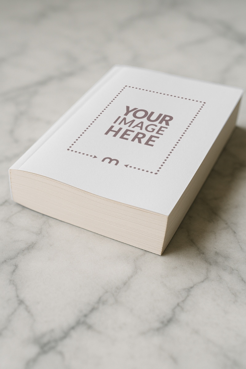Paperback Book Cover Mockup on Marble Table preview image