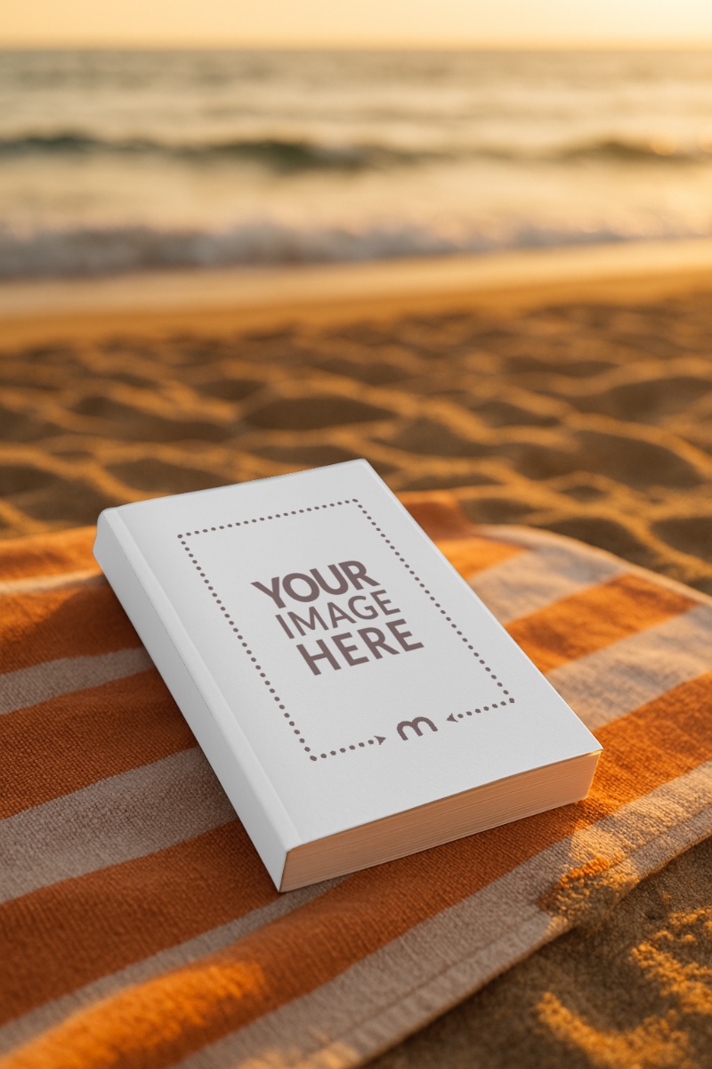 Paperback Book Cover Mockup Placed on Beach preview image