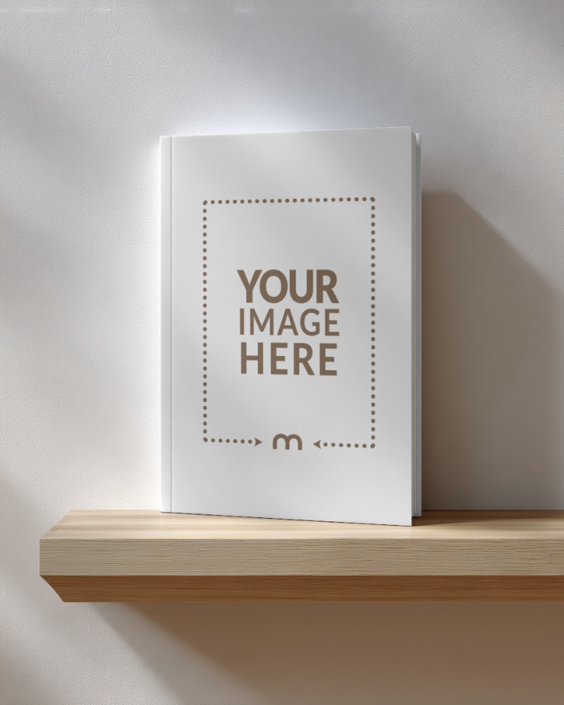 Paperback Book Cover Mockup on Shelf for Bookstore preview image